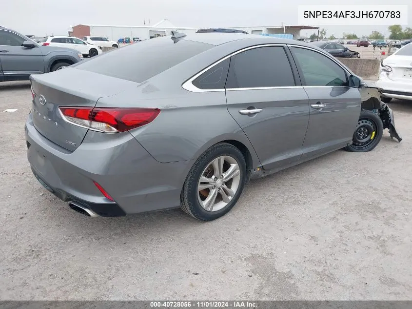 2018 Hyundai Sonata Limited VIN: 5NPE34AF3JH670783 Lot: 40728056