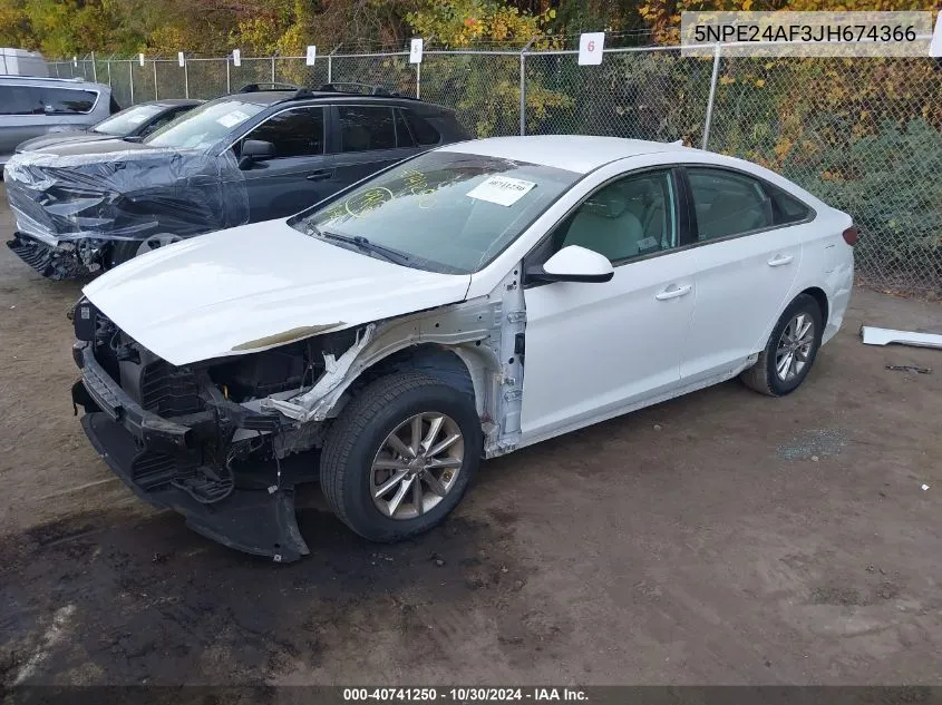 2018 Hyundai Sonata Se VIN: 5NPE24AF3JH674366 Lot: 40741250