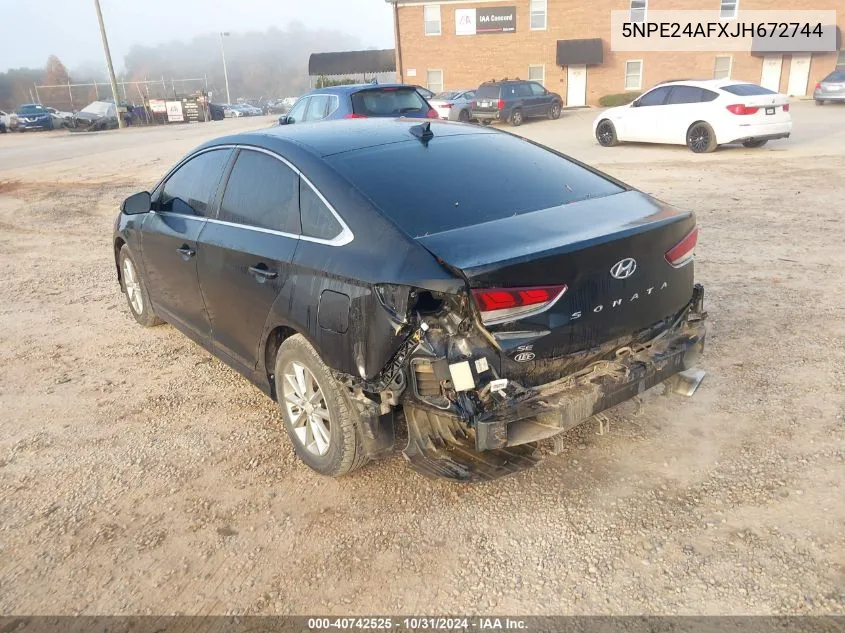 2018 Hyundai Sonata Se VIN: 5NPE24AFXJH672744 Lot: 40742525