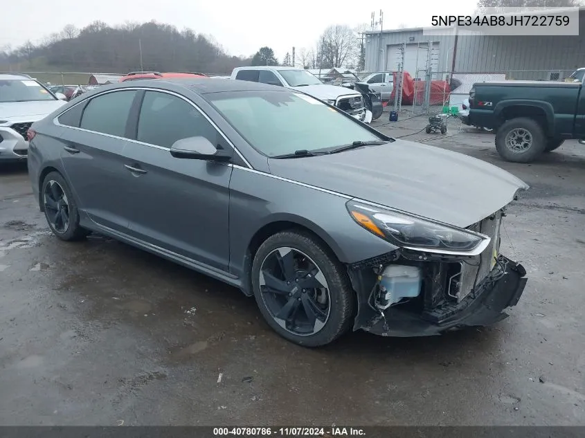 2018 Hyundai Sonata Limited 2.0T+ VIN: 5NPE34AB8JH722759 Lot: 40780786