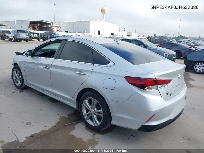 2018 Hyundai Sonata Sel VIN: 5NPE34AF0JH632086 Lot: 40820390