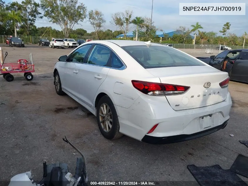 2018 Hyundai Sonata Se VIN: 5NPE24AF7JH700919 Lot: 40922042