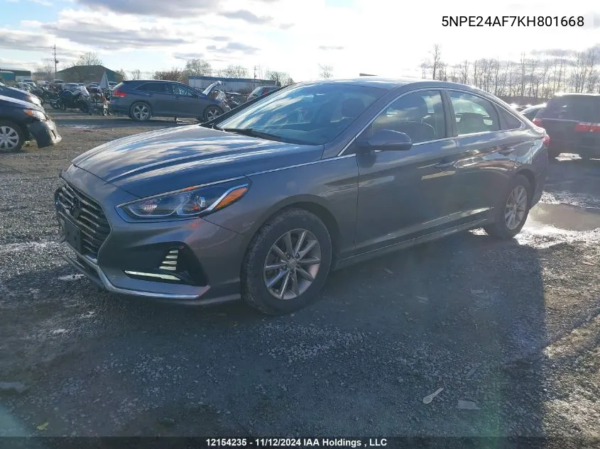 2019 Hyundai Sonata Essential VIN: 5NPE24AF7KH801668 Lot: 12154235