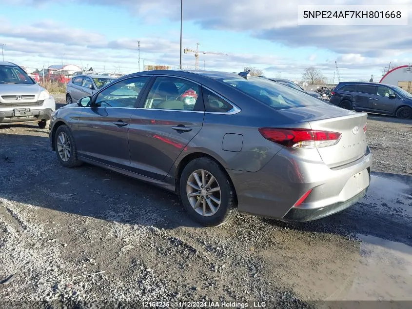 2019 Hyundai Sonata Essential VIN: 5NPE24AF7KH801668 Lot: 12154235