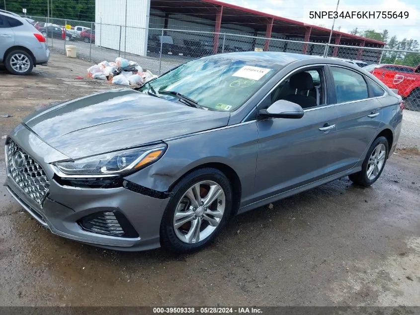 2019 Hyundai Sonata Sel VIN: 5NPE34AF6KH755649 Lot: 39509338