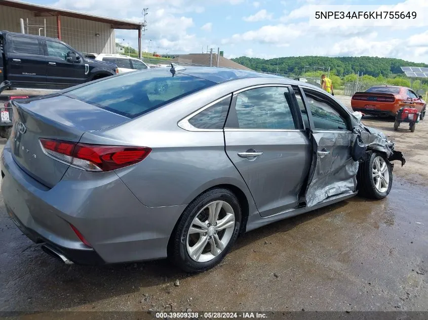 2019 Hyundai Sonata Sel VIN: 5NPE34AF6KH755649 Lot: 39509338