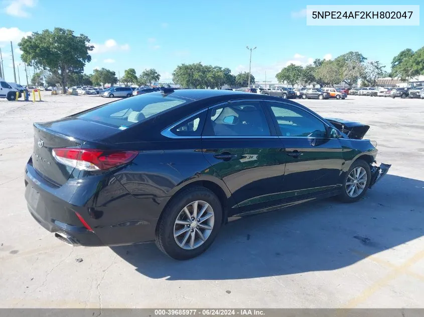 2019 Hyundai Sonata Se VIN: 5NPE24AF2KH802047 Lot: 39685977