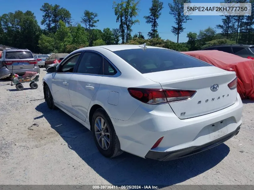 2019 Hyundai Sonata Se VIN: 5NPE24AF2KH777750 Lot: 39736411