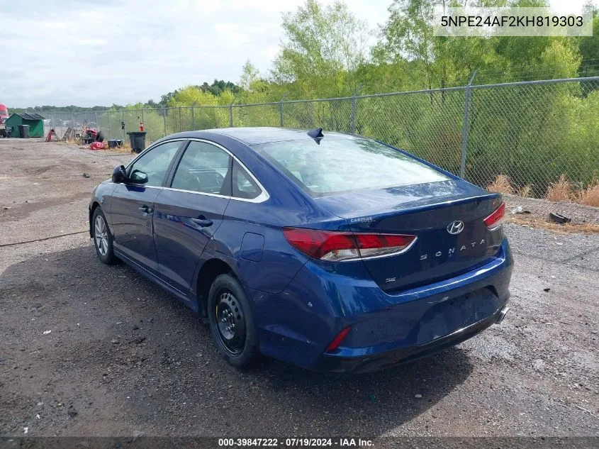 2019 Hyundai Sonata Se VIN: 5NPE24AF2KH819303 Lot: 39847222