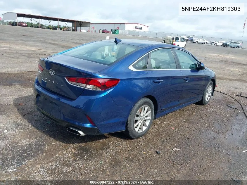 2019 Hyundai Sonata Se VIN: 5NPE24AF2KH819303 Lot: 39847222