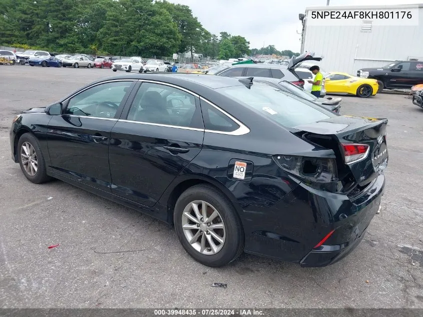 2019 Hyundai Sonata Se VIN: 5NPE24AF8KH801176 Lot: 39948435