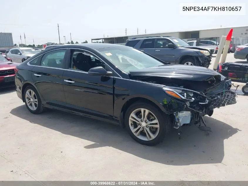 2019 Hyundai Sonata Sel VIN: 5NPE34AF7KH810657 Lot: 39968622