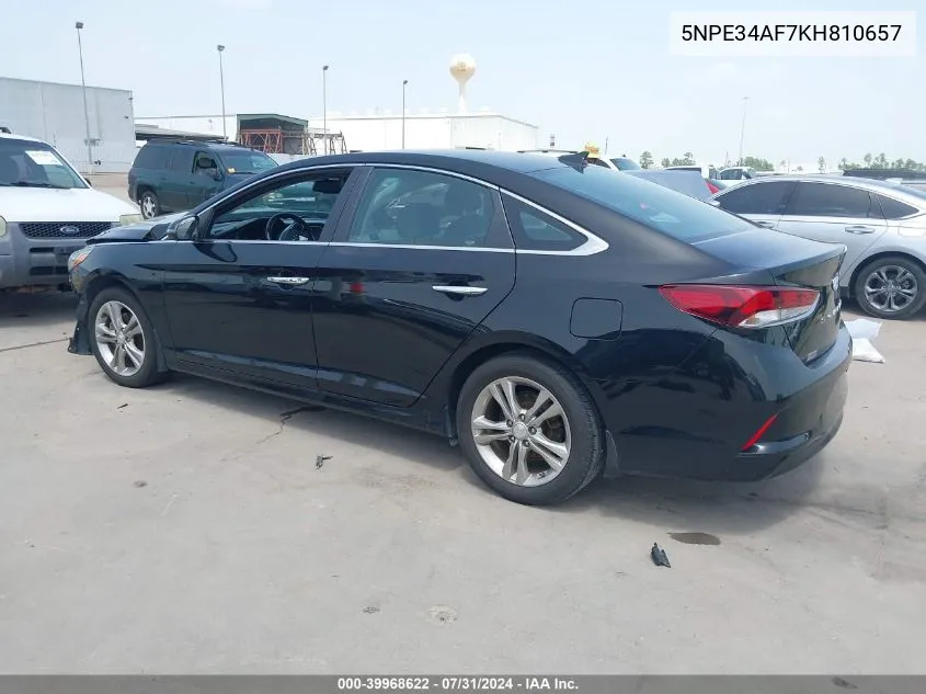 2019 Hyundai Sonata Sel VIN: 5NPE34AF7KH810657 Lot: 39968622