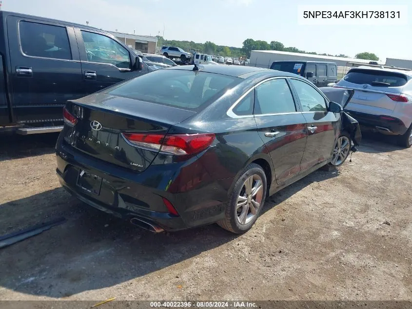 2019 Hyundai Sonata Limited VIN: 5NPE34AF3KH738131 Lot: 40022395