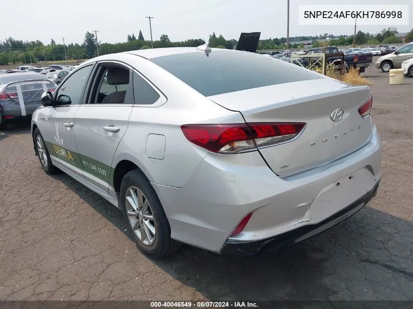 2019 Hyundai Sonata Se VIN: 5NPE24AF6KH786998 Lot: 40046549