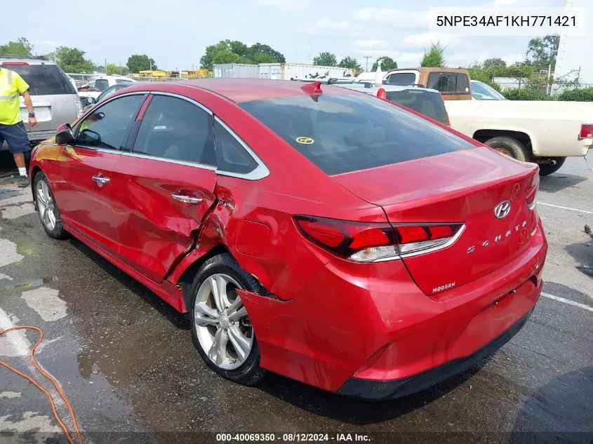 2019 Hyundai Sonata Limited VIN: 5NPE34AF1KH771421 Lot: 40069350