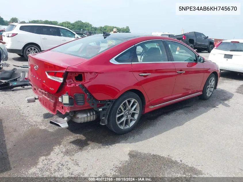 5NPE34AB6KH745670 2019 Hyundai Sonata Limited 2.0T