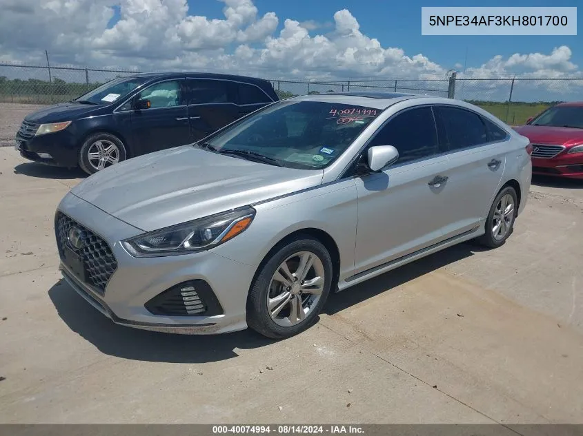 5NPE34AF3KH801700 2019 Hyundai Sonata Sport