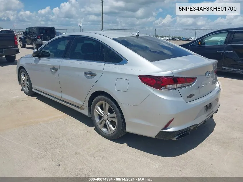 5NPE34AF3KH801700 2019 Hyundai Sonata Sport