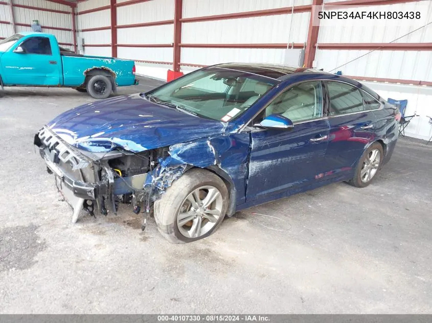 2019 Hyundai Sonata Limited VIN: 5NPE34AF4KH803438 Lot: 40107330