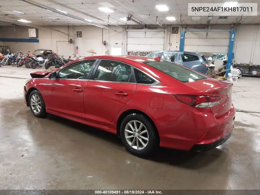 2019 Hyundai Sonata Se VIN: 5NPE24AF1KH817011 Lot: 40109491