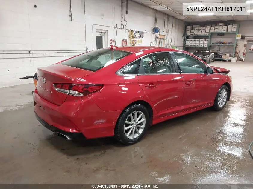 2019 Hyundai Sonata Se VIN: 5NPE24AF1KH817011 Lot: 40109491