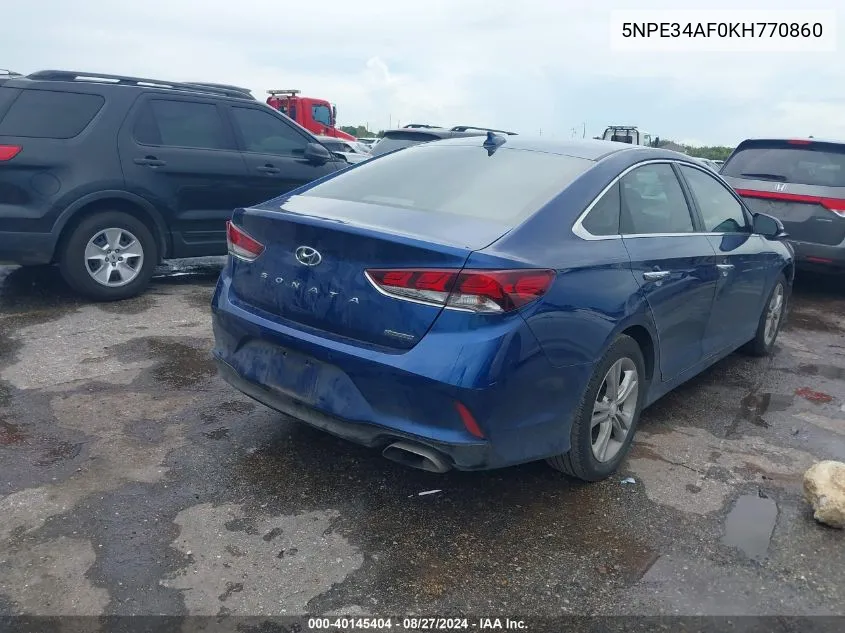 2019 Hyundai Sonata Sel VIN: 5NPE34AF0KH770860 Lot: 40145404