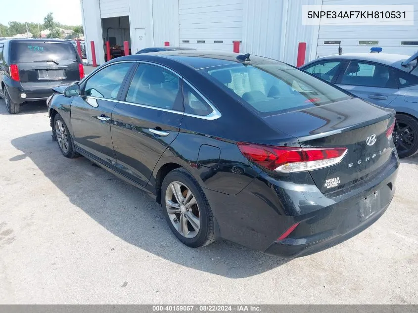 2019 Hyundai Sonata Sel VIN: 5NPE34AF7KH810531 Lot: 40159057