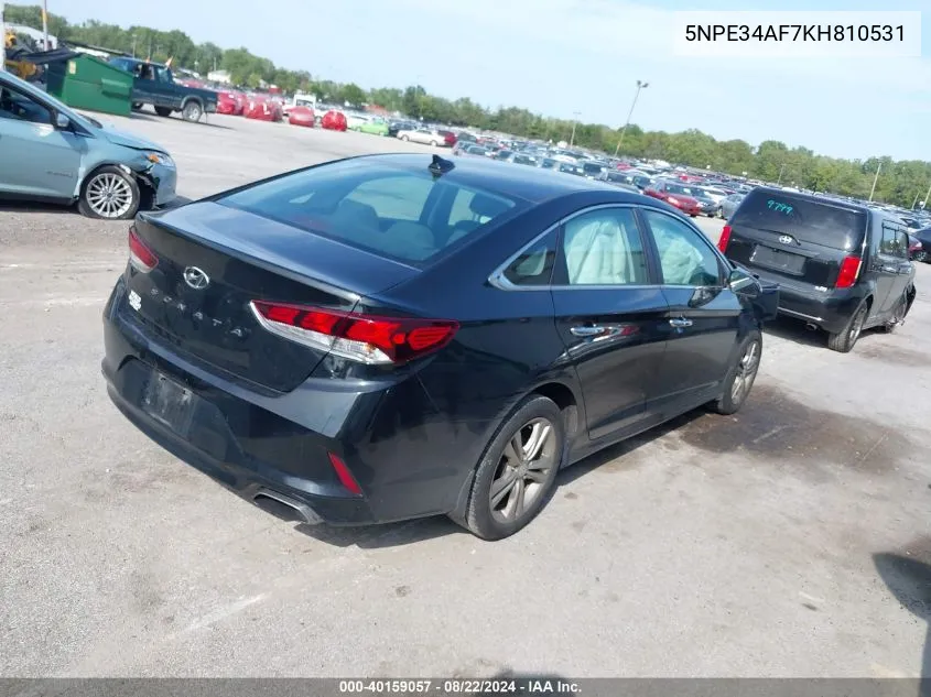 2019 Hyundai Sonata Sel VIN: 5NPE34AF7KH810531 Lot: 40159057