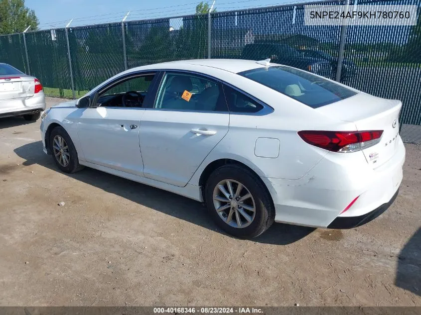 2019 Hyundai Sonata Se VIN: 5NPE24AF9KH780760 Lot: 40168346