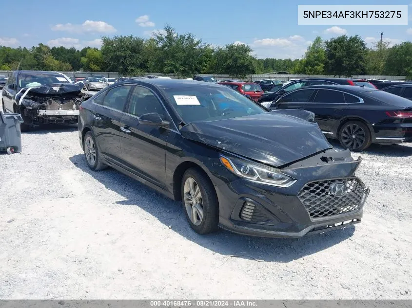 2019 Hyundai Sonata Sel VIN: 5NPE34AF3KH753275 Lot: 40168476