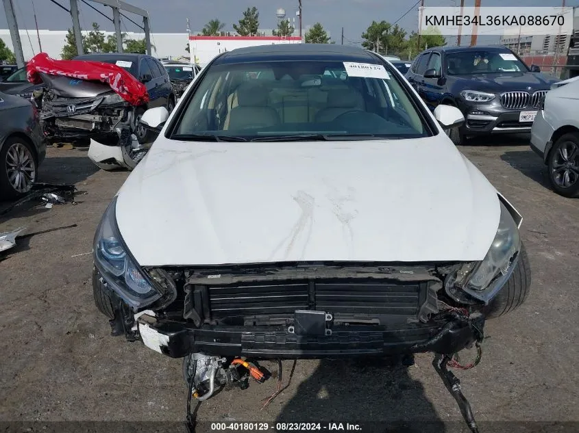 2019 Hyundai Sonata Hybrid Limited VIN: KMHE34L36KA088670 Lot: 40180129