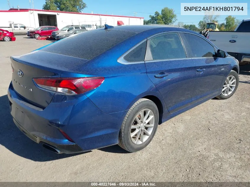 5NPE24AF1KH801794 2019 Hyundai Sonata Se