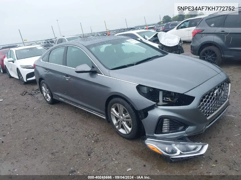 2019 Hyundai Sonata Sport VIN: 5NPE34AF7KH772752 Lot: 40245666