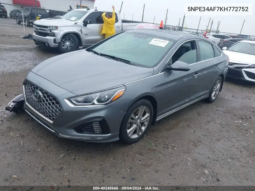 2019 Hyundai Sonata Sport VIN: 5NPE34AF7KH772752 Lot: 40245666