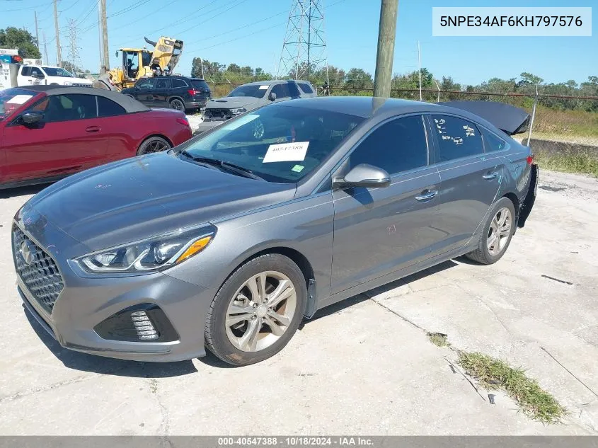 2019 Hyundai Sonata Sel VIN: 5NPE34AF6KH797576 Lot: 40547388