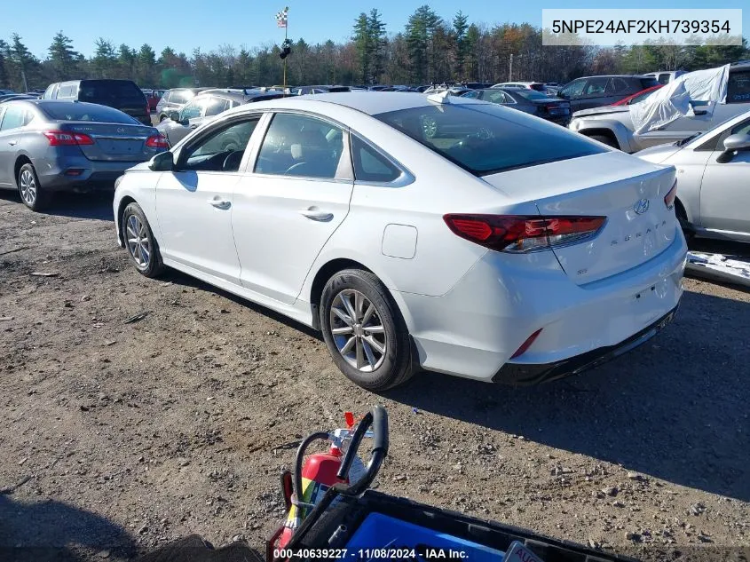 2019 Hyundai Sonata Se VIN: 5NPE24AF2KH739354 Lot: 40639227