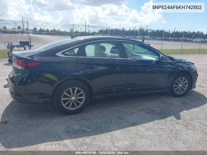 2019 Hyundai Sonata Se VIN: 5NPE24AF6KH742502 Lot: 40679769