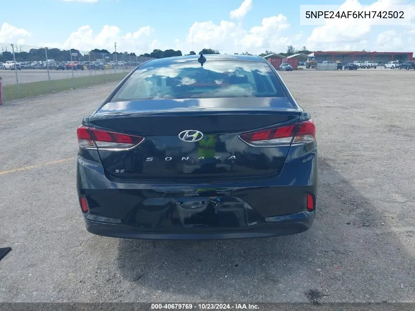 2019 Hyundai Sonata Se VIN: 5NPE24AF6KH742502 Lot: 40679769