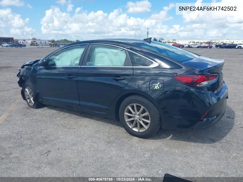 2019 Hyundai Sonata Se VIN: 5NPE24AF6KH742502 Lot: 40679769