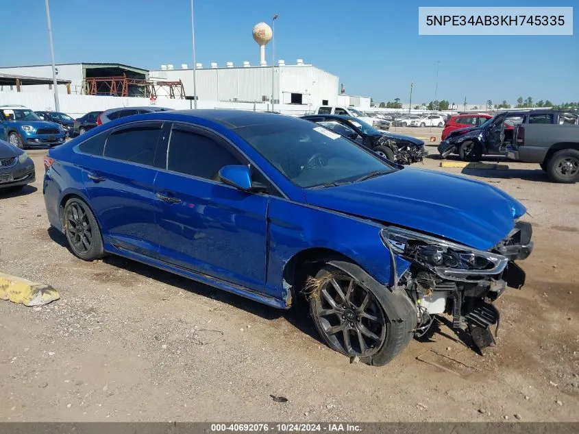 2019 Hyundai Sonata Limited 2.0T VIN: 5NPE34AB3KH745335 Lot: 40692076