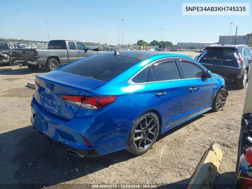 2019 Hyundai Sonata Limited 2.0T VIN: 5NPE34AB3KH745335 Lot: 40692076