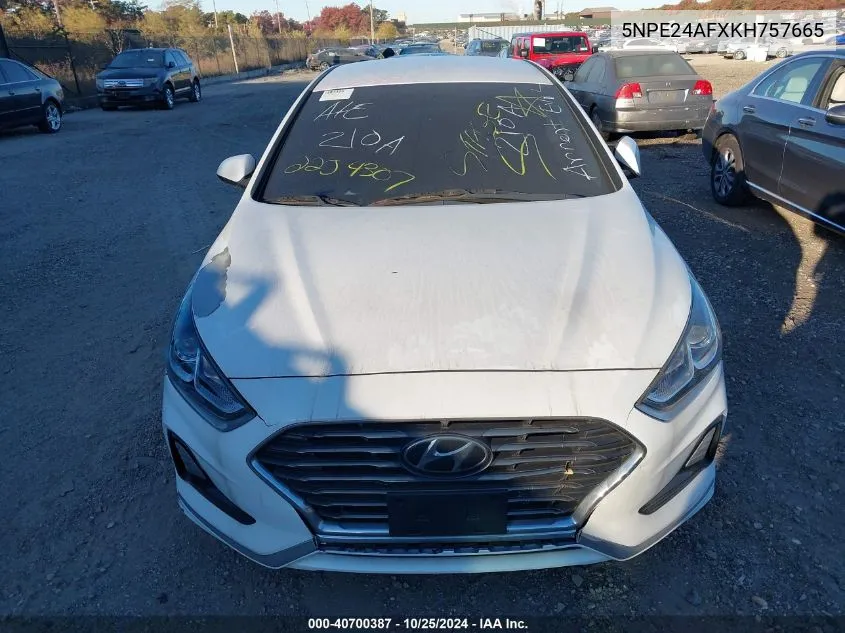 2019 Hyundai Sonata Se VIN: 5NPE24AFXKH757665 Lot: 40700387