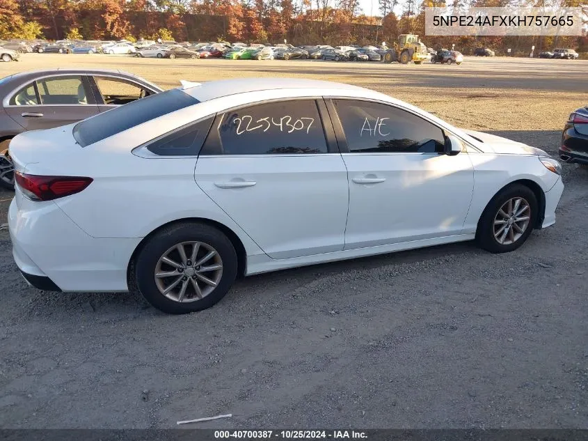 2019 Hyundai Sonata Se VIN: 5NPE24AFXKH757665 Lot: 40700387