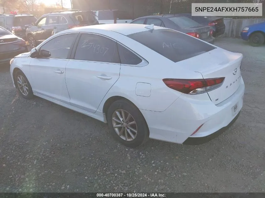 2019 Hyundai Sonata Se VIN: 5NPE24AFXKH757665 Lot: 40700387