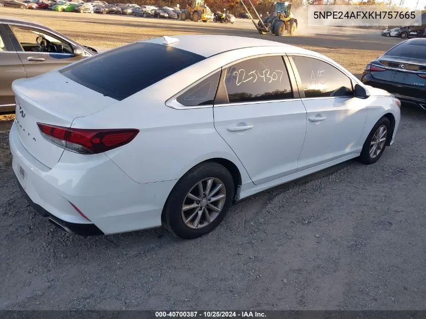 2019 Hyundai Sonata Se VIN: 5NPE24AFXKH757665 Lot: 40700387