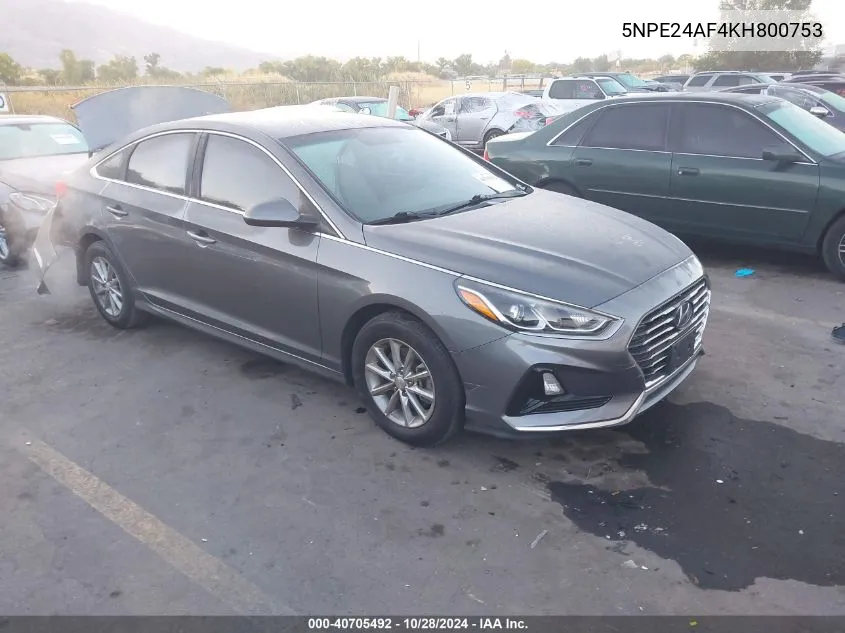 2019 Hyundai Sonata Se VIN: 5NPE24AF4KH800753 Lot: 40705492