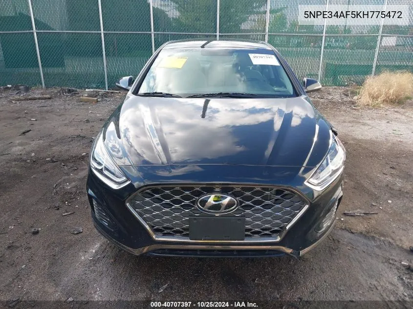 2019 Hyundai Sonata Sel VIN: 5NPE34AF5KH775472 Lot: 40707397