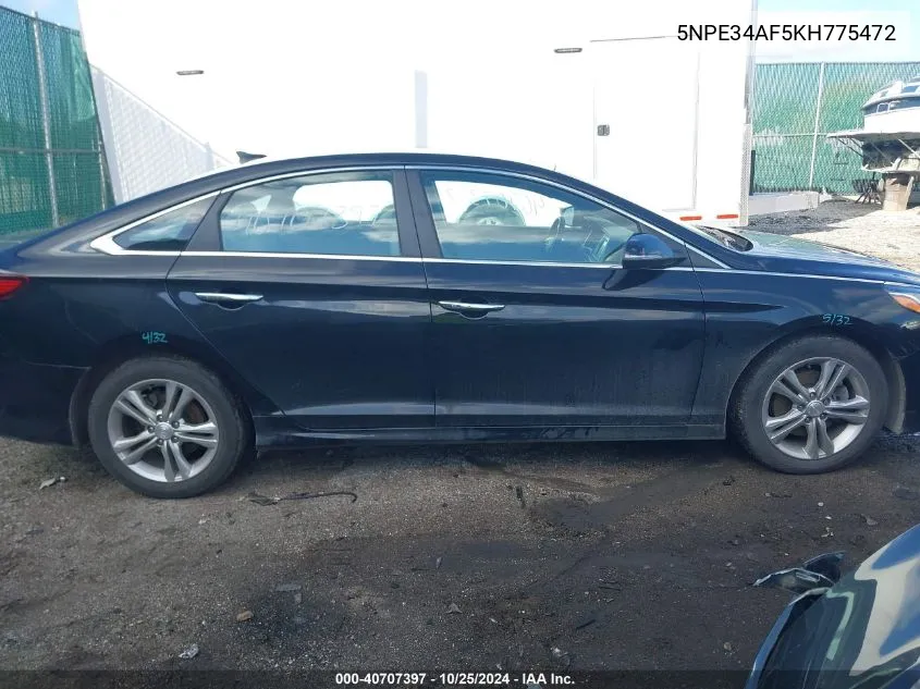 2019 Hyundai Sonata Sel VIN: 5NPE34AF5KH775472 Lot: 40707397