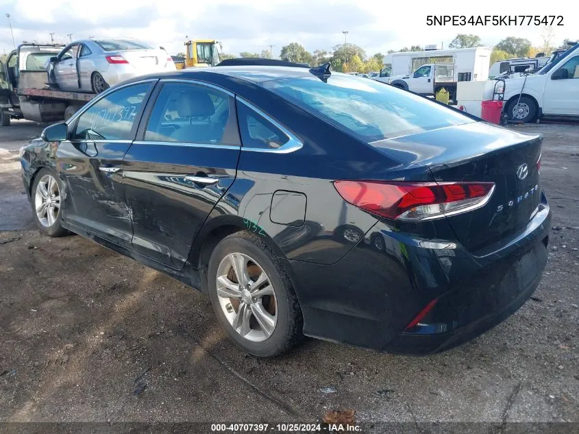 2019 Hyundai Sonata Sel VIN: 5NPE34AF5KH775472 Lot: 40707397